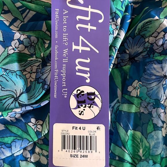 Fit 4 U Flyaway Swim Dress Blue One Piece 24W NWT - Picture 7 of 9